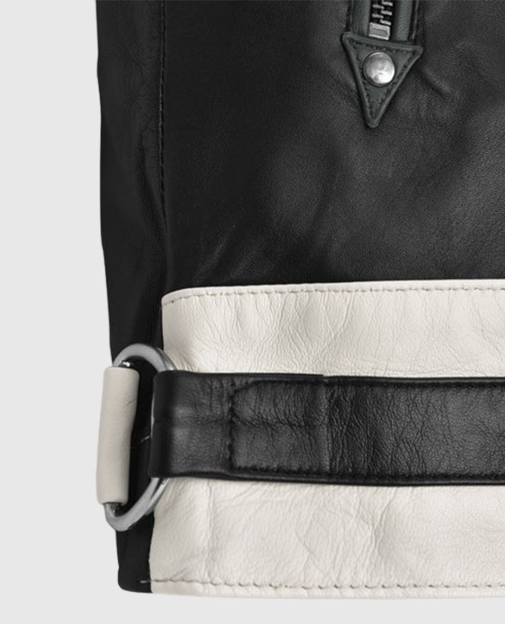 Matthew Broderick Ferris Bueller's Day Off White & Black Leather - sleeve and cuff detail