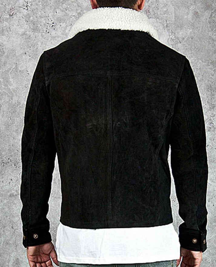 The Walking Dead Rick Grimes Brown Suede Jacket for Men - model wearing the jacket