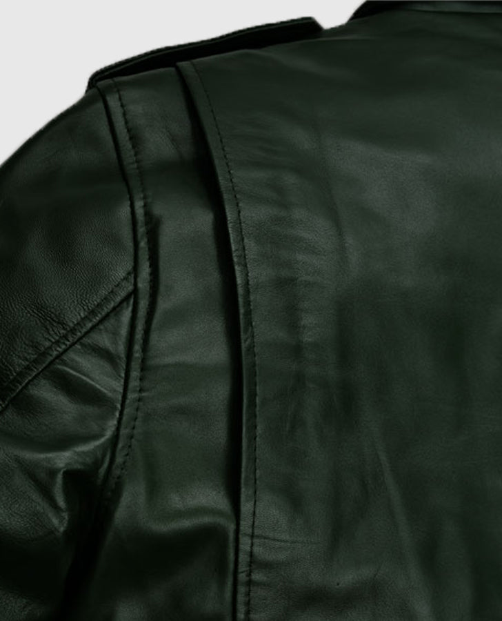 Chris Pine Black Leather Biker Jacket for Men – Custom Fit - inner lining view