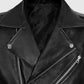 Elvis Presley Roustabout Black Biker Leather Jacket for Men - collar and zip close-up
