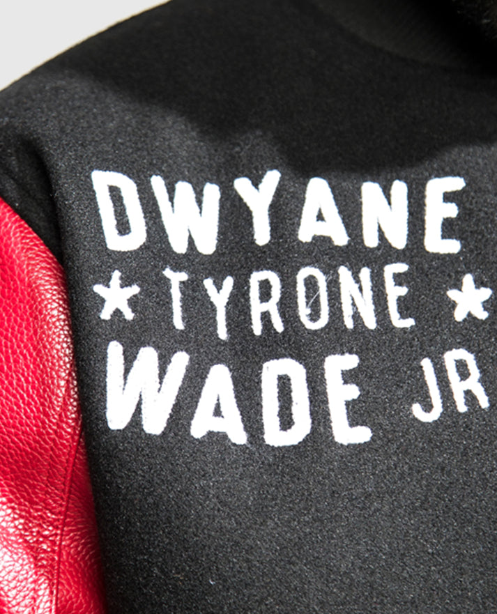 Court Culture Dwyane Wade Red & Black Leather Jacket for Men - detail view