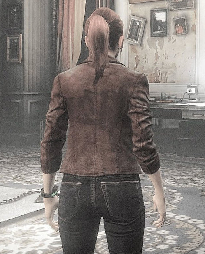 Resident Evil Infinite Darkness Claire Redfield Biker Leather Jacket - detail view