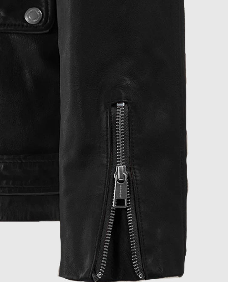 Dauntless Black Biker Leather Jacket for Men – Premium Outerwear - side angle view