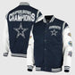 Dallas Cowboys Super Bowl 5x Champions Varsity Jacket - collar and front closure detail