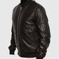 Men's Black Varsity Bomber Leather Jacket – Custom Fit - side angle view