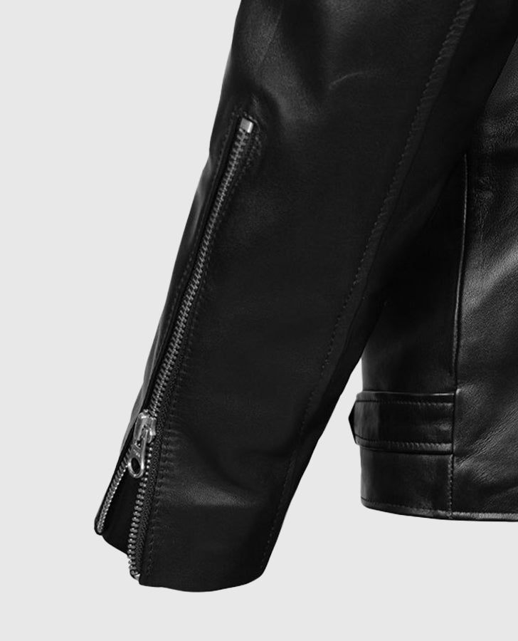 Elvis Presley Roustabout Black Biker Leather Jacket for Men - inner lining view