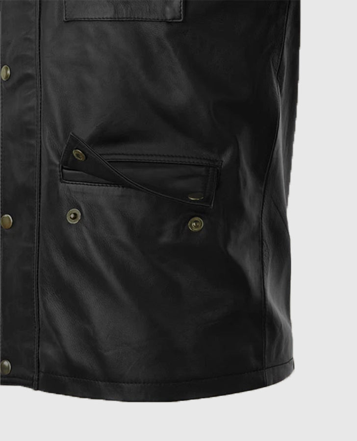 Fast & Furious 8 Vin Diesel Red Stripes Leather Jacket for Men - model wearing the jacket