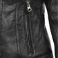Sarah Connor Terminator Genisys Black Leather Biker Jacket for Women - model wearing the jacket