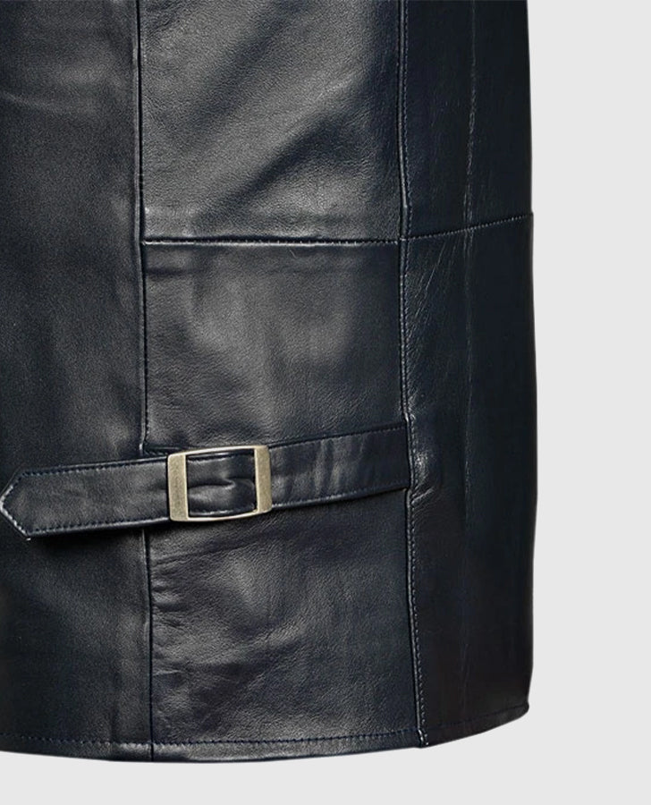 Vin Diesel Fast and Furious 6 Blue Leather Jacket for Men - sleeve and cuff detail