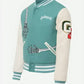 Men's Rod Godspeed Skull Mint White Varsity Leather Jacket - sleeve and cuff detail