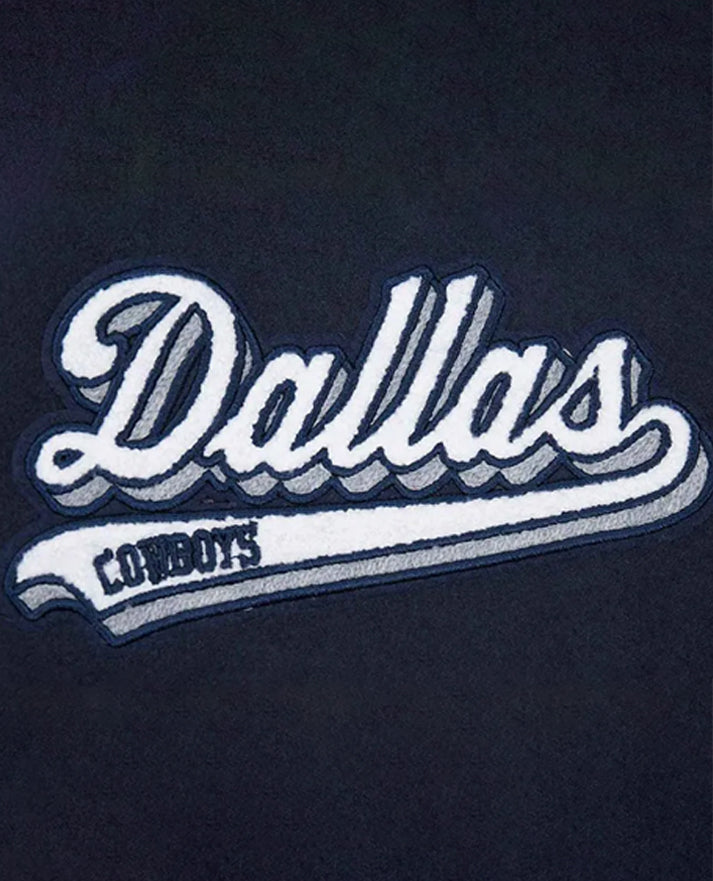 Dallas Cowboys Script Tail Classic Rib Varsity Jacket - side view
