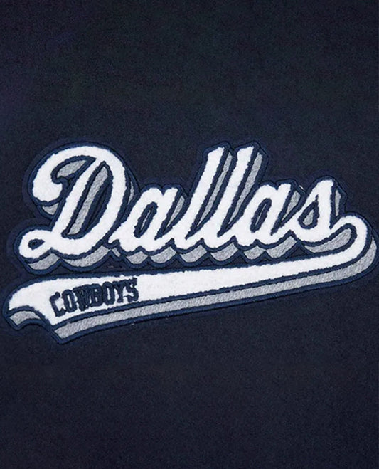 Dallas Cowboys Script Tail Classic Rib Varsity Jacket - side view