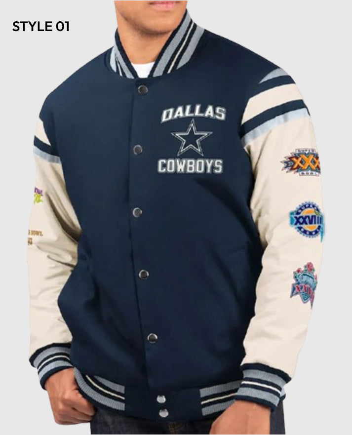 Dallas Cowboys Super Bowl 5x Champions Varsity Jacket - inner lining detail