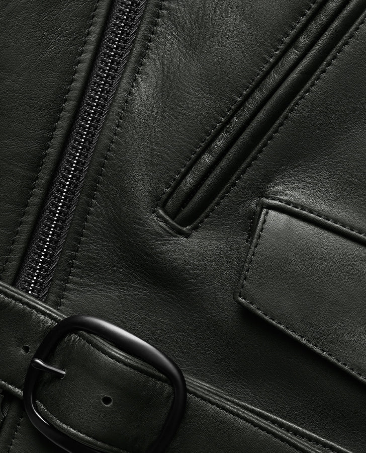 Men's Classic Black Leather Vest – Custom Fit | Genuine Leather - inner lining view