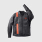 Men's Hwy-100 Waterproof Orange Leather Jacket – Custom Fit - collar and zip close-up