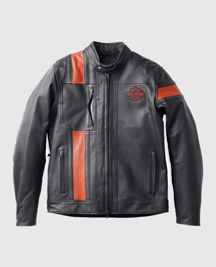Men's Hwy-100 Waterproof Orange Leather Jacket – Custom Fit - inner lining view