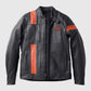 Men's Hwy-100 Waterproof Orange Leather Jacket – Custom Fit - side angle view