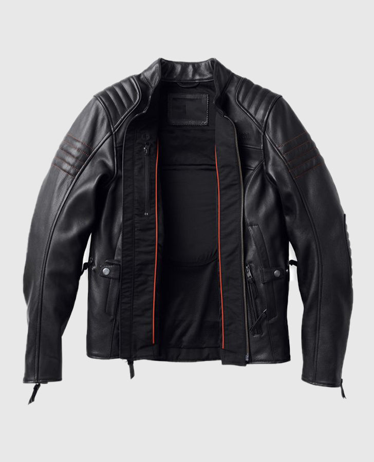 Women's Harley Davidson Heather Avenue Leather Riding Black Jacket - side angle view