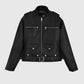 Women's Chic Rider Black Leather Jacket – Custom Fit - full length view