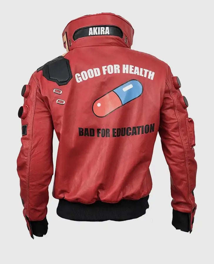Cyberpunk 2077 Akira Kaneda Capsule Red Leather Jacket for Men - back view