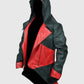 Assassins Creed 3 Black and Red Hooded Leather Jacket for Men - inner lining view