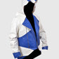 Assassins Creed 3 White and Blue Hooded Leather Jacket for Men - side angle view