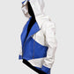 Assassins Creed 3 White and Blue Hooded Leather Jacket for Men - collar and zip close-up