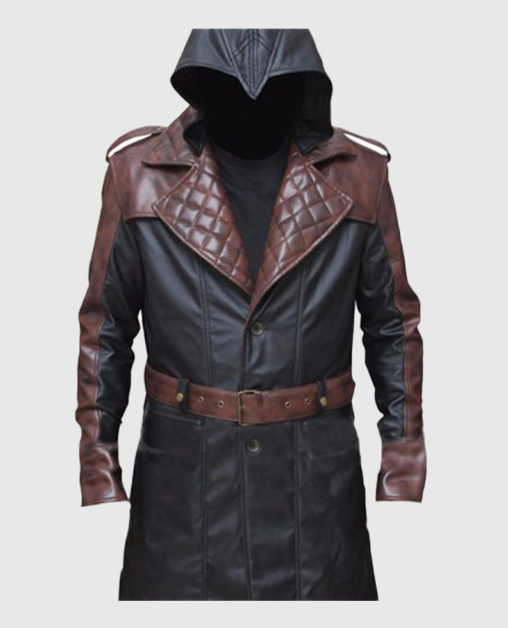 Assassins Syndicate Jacob Frye Long Leather Trench Brown Coat for Men - inner lining view