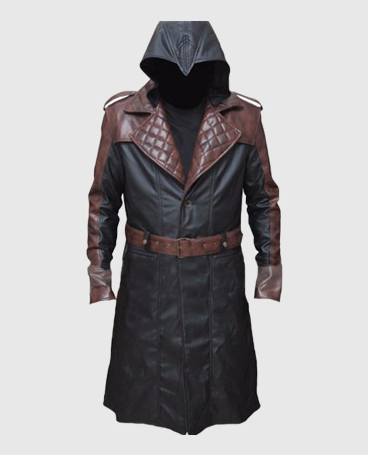 Assassins Syndicate Jacob Frye Long Leather Trench Brown Coat for Men - back view