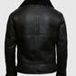 Men's Aviator B3 Black Shearling Sheepskin Leather Jacket - back view