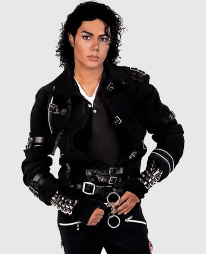 Bad Michael Jackson Black Leather Jacket for Men – Premium Outerwear - back view