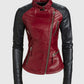 Beauty and the Beast Kristin Kreuk Red Biker Leather Jacket for Women - back view