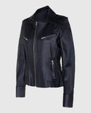 Biker Trend Women's Black Leather Jacket – Custom Fit - front view