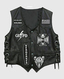 Men's Black Label Society Doom Leather Biker Vest – Custom Fit - front view