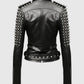 Women's Black Stud Biker Leather Jacket – Custom Fit - back view