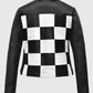 Women's Black & White Biker Leather Jacket | Genuine Leather - front view