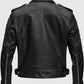 Men's Boulevard Black Biker Leather Jacket | Genuine Leather - back view
