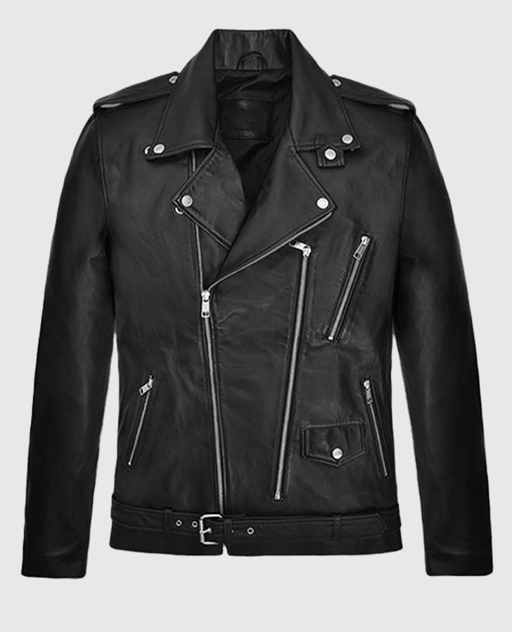 Bruno Mars Black Leather Biker Jacket for Men – Premium Outerwear - back view