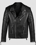 Charles Burnt Black Biker Leather Jacket for Men – Premium Outerwear - front view