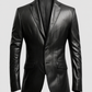 Men's 2 Button Black Leather Blazer | Genuine Leather