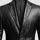 Men's 2 Button Black Leather Blazer | Genuine Leather