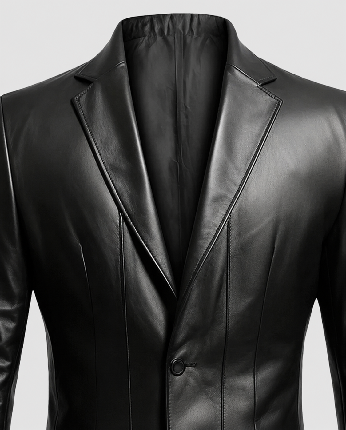 Men's 2 Button Black Leather Blazer | Genuine Leather