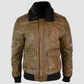 Men's Aviator Fur Brown Bomber Leather Jacket – Custom Fit