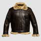 FUR Aviator Flying Pilot Bomber Brown Leather Jacket for Men