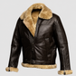 FUR Aviator Flying Pilot Bomber Brown Leather Jacket for Men