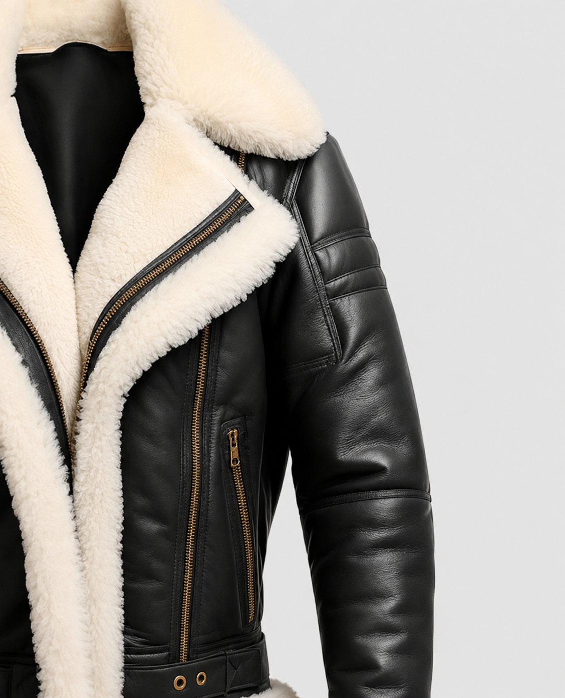 Men's Aviator B3 Bomber Black Leather Jacket – Premium Outerwear