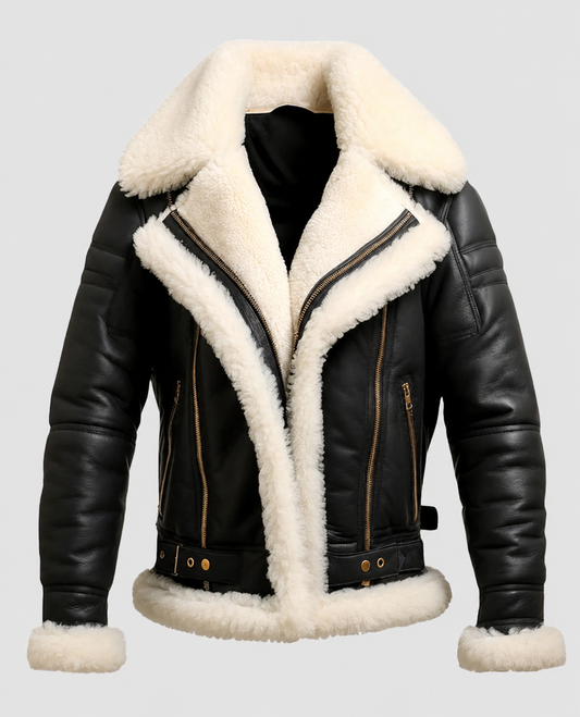 Men's Aviator B3 Bomber Black Leather Jacket – Premium Outerwear