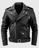 Men's Boulevard Black Biker Leather Jacket | Genuine Leather