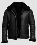 Men's Aviator B3 Black Shearling Sheepskin Leather Jacket