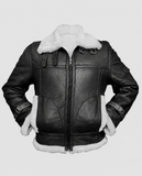 Men's RAF B3 Aviator Shearling Bomber Black Leather Jacket